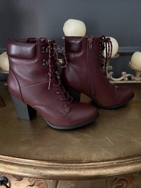NWOT XOXO Lace-Up Heeled Ankle Boots - Women